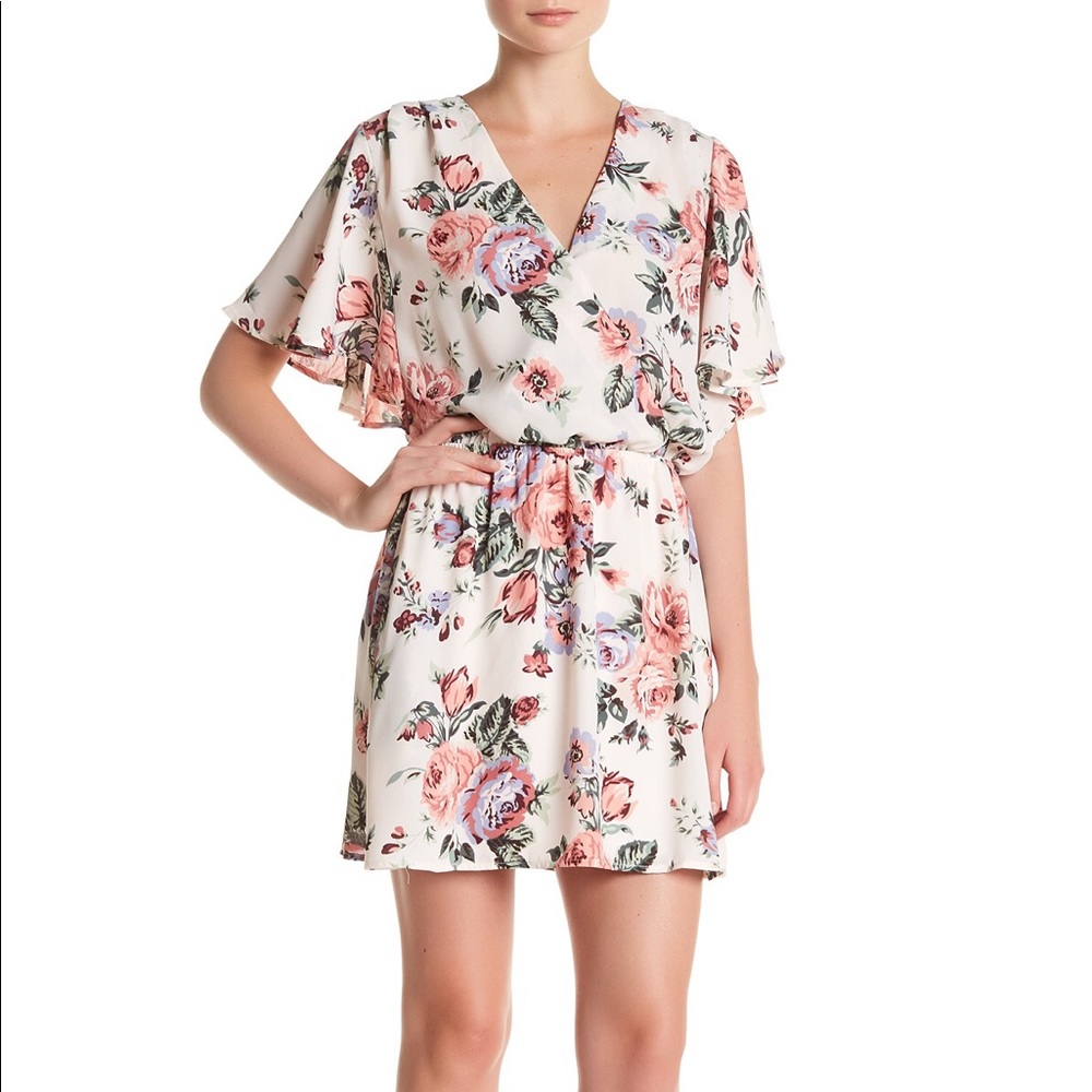 Surplice Neck Floral Dress